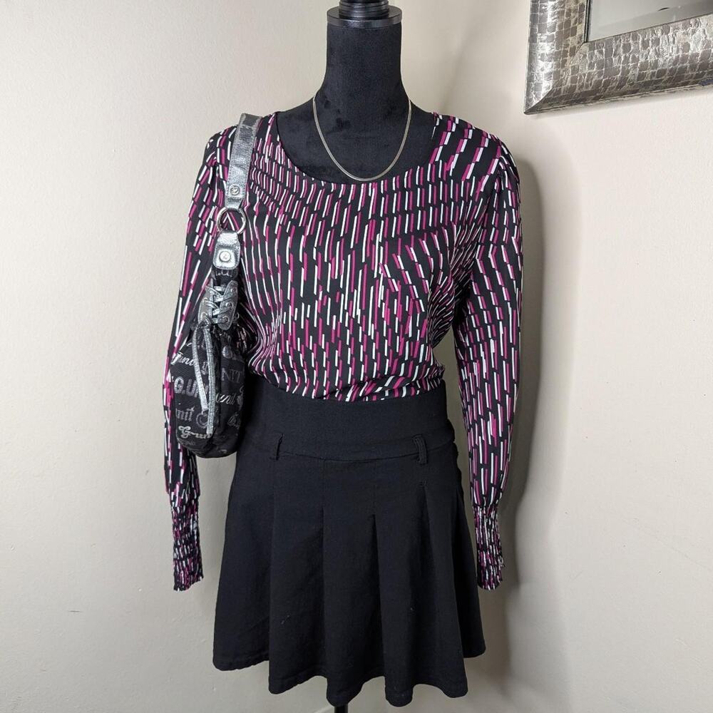Pink black and white blouse